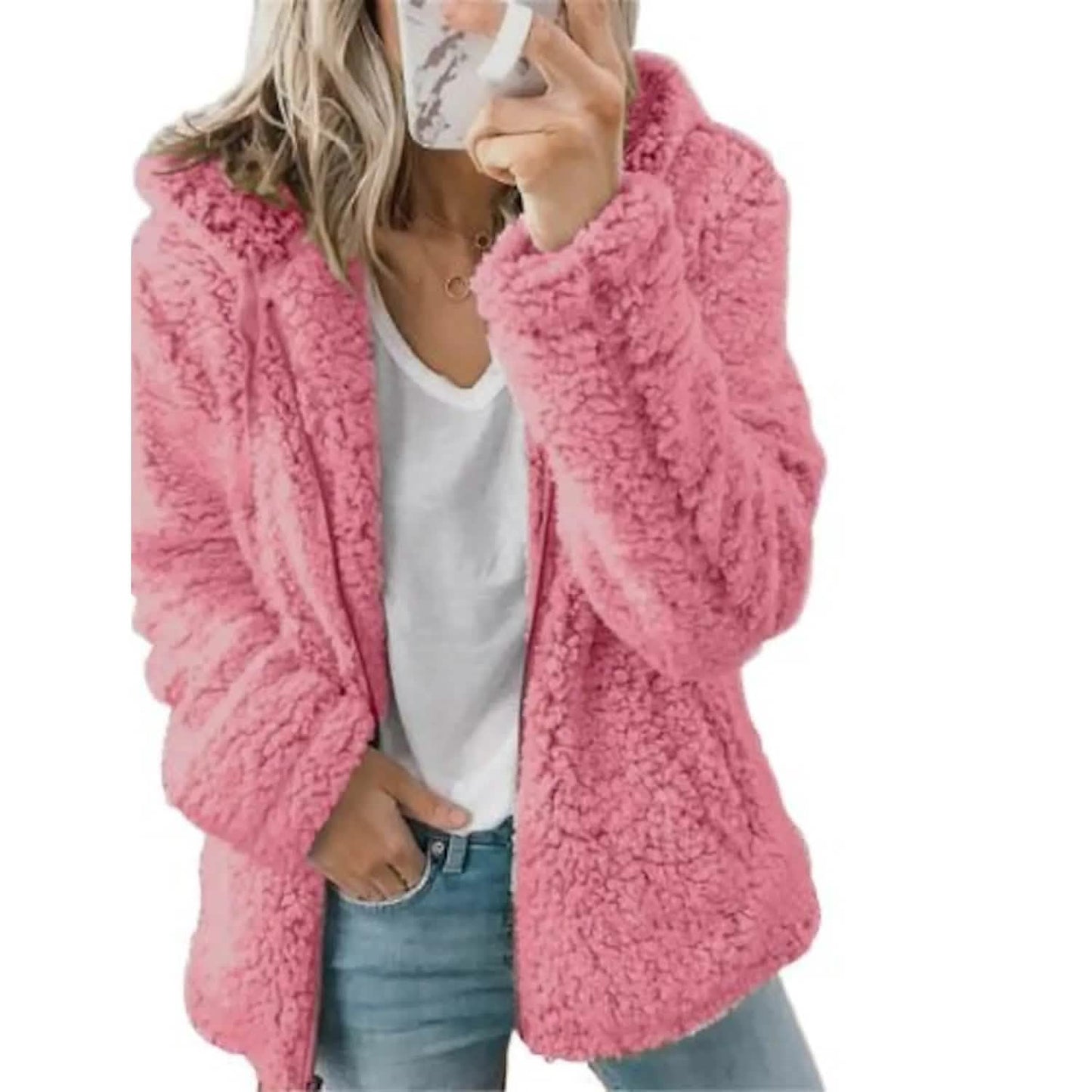 Damen Hoodie-Mantel in großen Größen, Langarm