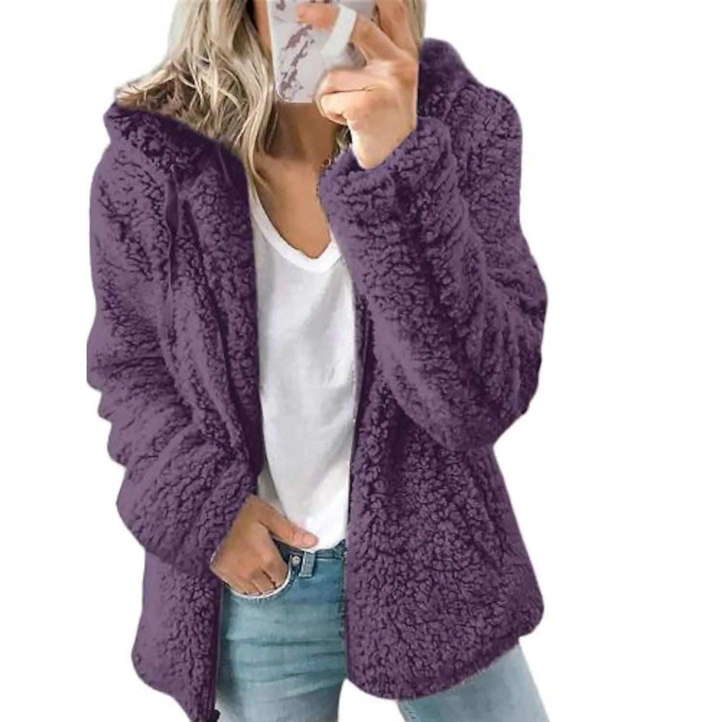 Damen Hoodie-Mantel in großen Größen, Langarm