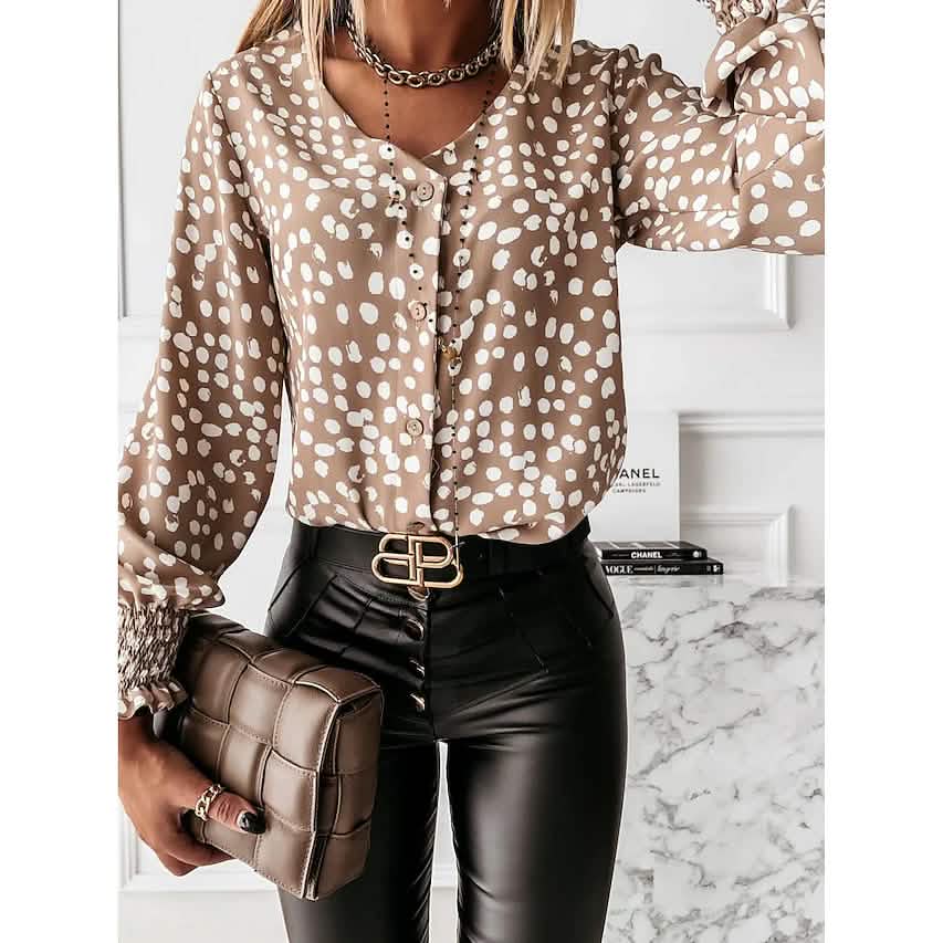 Damen Langarmhemd mit Polka Dots