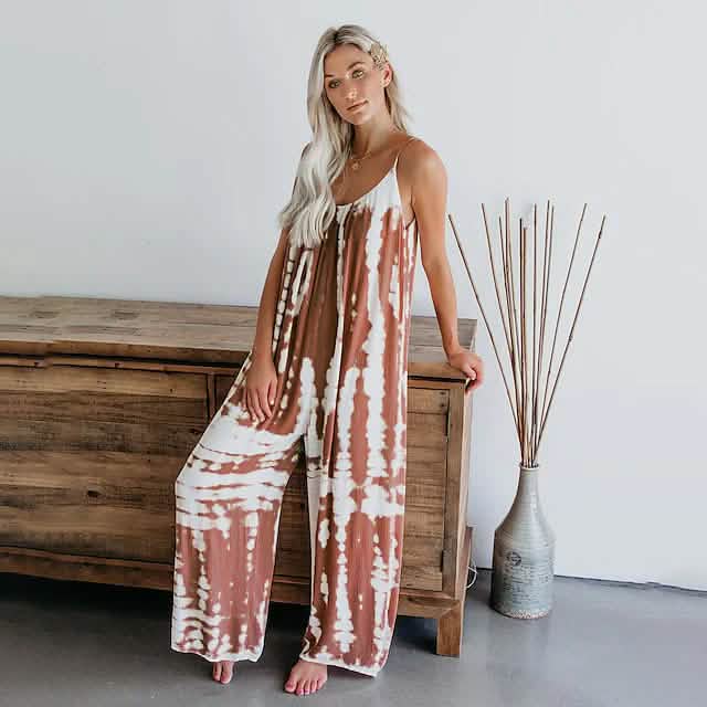 Bedruckter Damen Jumpsuit mit weitem Bein für die Freizeit