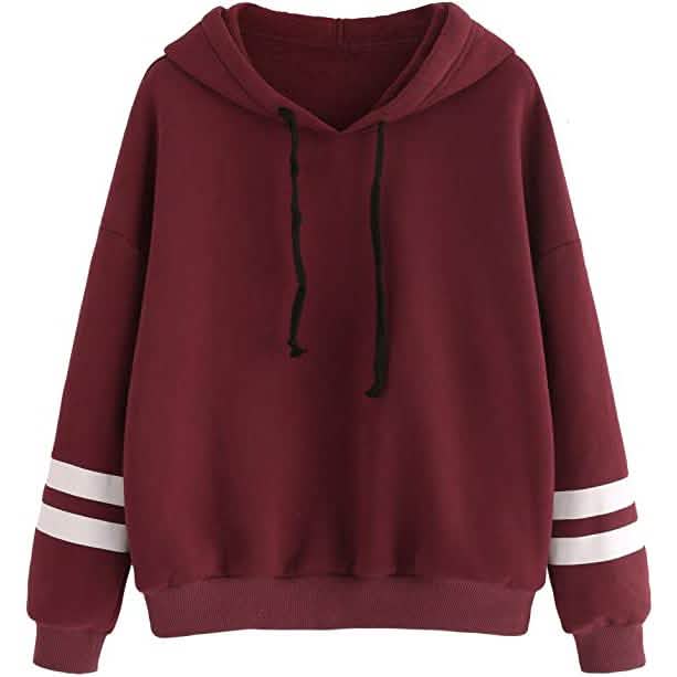 Damen Pullover Fleece Kapuzenpulli mit überschnittenen Schultern und Streifen