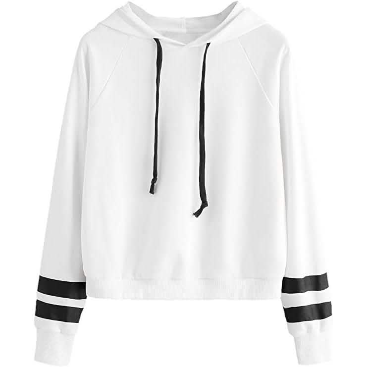 Damen Pullover Fleece Kapuzenpulli mit überschnittenen Schultern und Streifen