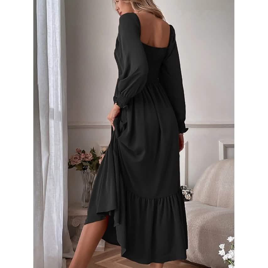 Damen Rüschen Herbst Winter Swing Midikleid