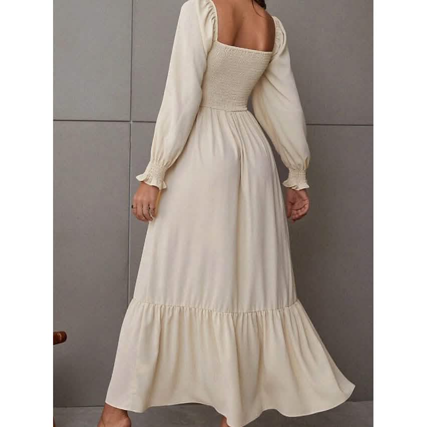 Damen Rüschen Herbst Winter Swing Midikleid