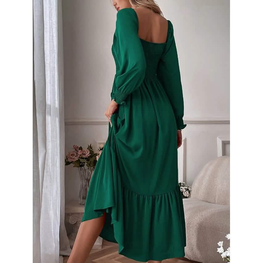 Damen Rüschen Herbst Winter Swing Midikleid