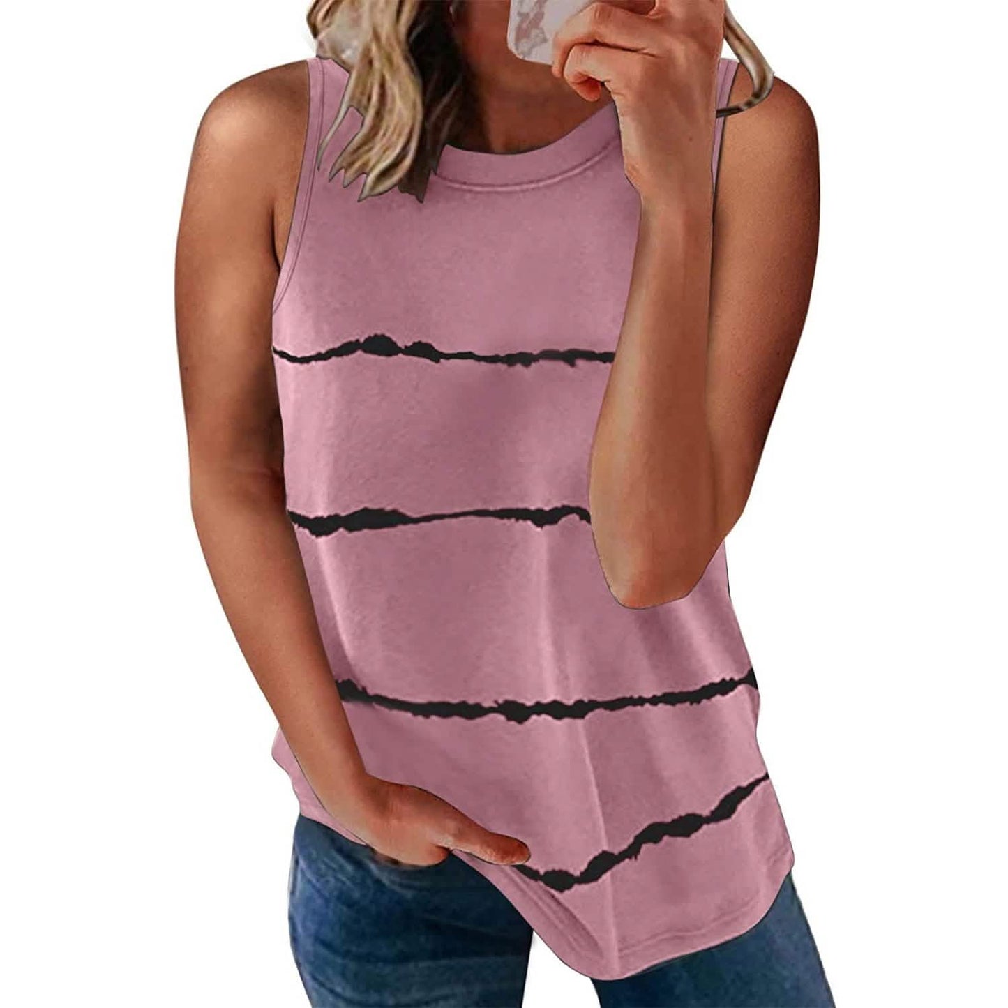 Damen Rundhals-Tanktops Strickshirts