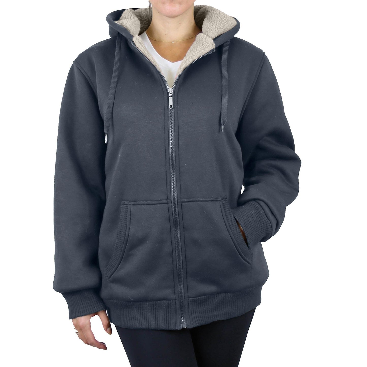 Geschenkset für Damen: Sherpa-Kapuzenpullover, Mütze und Thermosocken