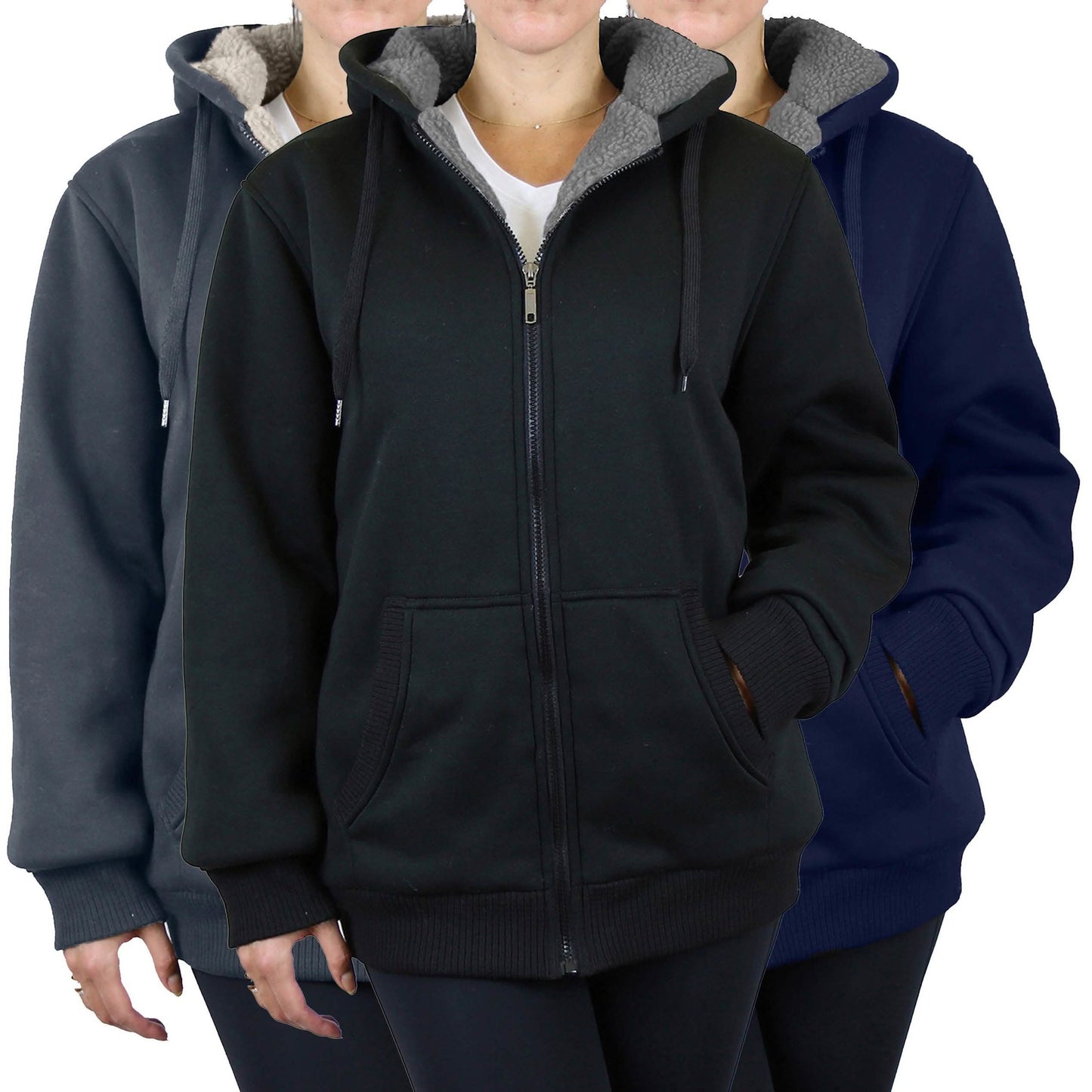 Geschenkset für Damen: Sherpa-Kapuzenpullover, Mütze und Thermosocken