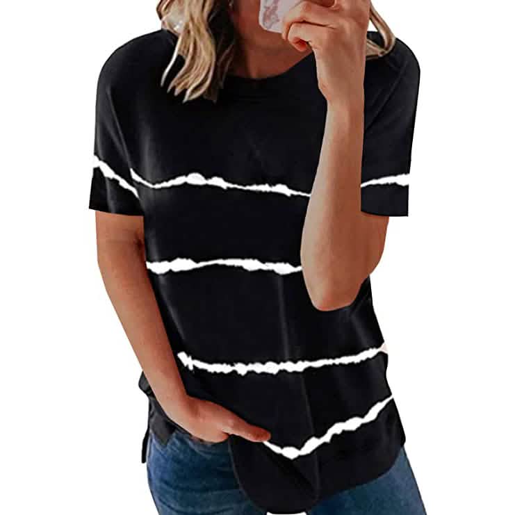Damen T-Shirt mit Rundhalsausschnitt und kurzen Ärmeln