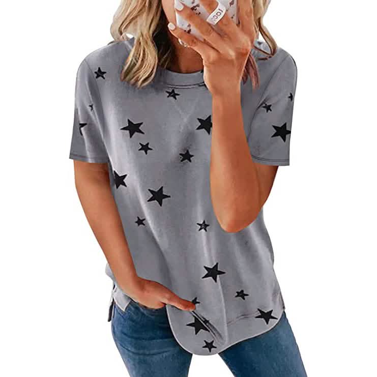Damen T-Shirt mit Rundhalsausschnitt und kurzen Ärmeln