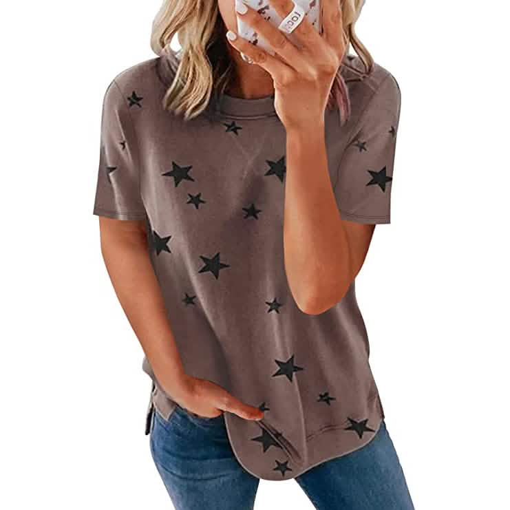 Damen T-Shirt mit Rundhalsausschnitt und kurzen Ärmeln