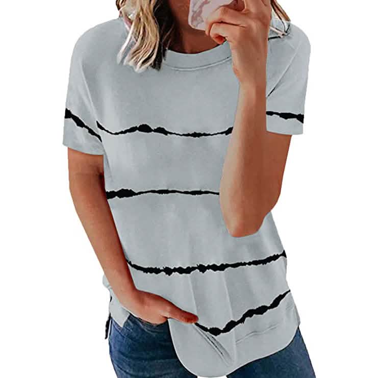 Damen T-Shirt mit Rundhalsausschnitt und kurzen Ärmeln
