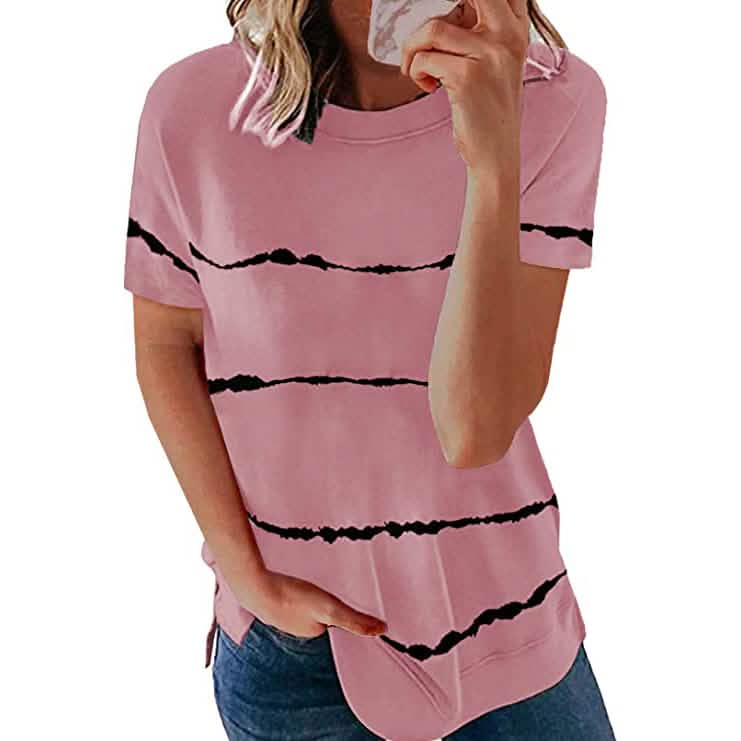 Damen T-Shirt mit Rundhalsausschnitt und kurzen Ärmeln