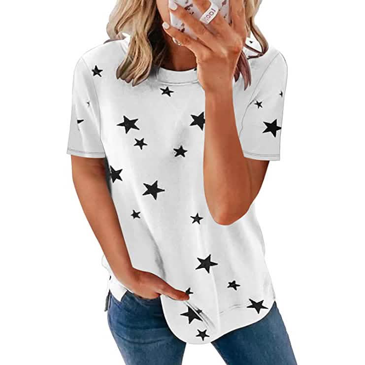 Damen T-Shirt mit Rundhalsausschnitt und kurzen Ärmeln