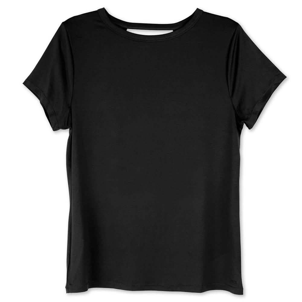 Damen Kurzarm Crisscross Offener Rücken Einfarbiges T-Shirt Bluse