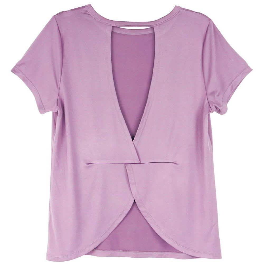 Damen Kurzarm Crisscross Offener Rücken Einfarbiges T-Shirt Bluse