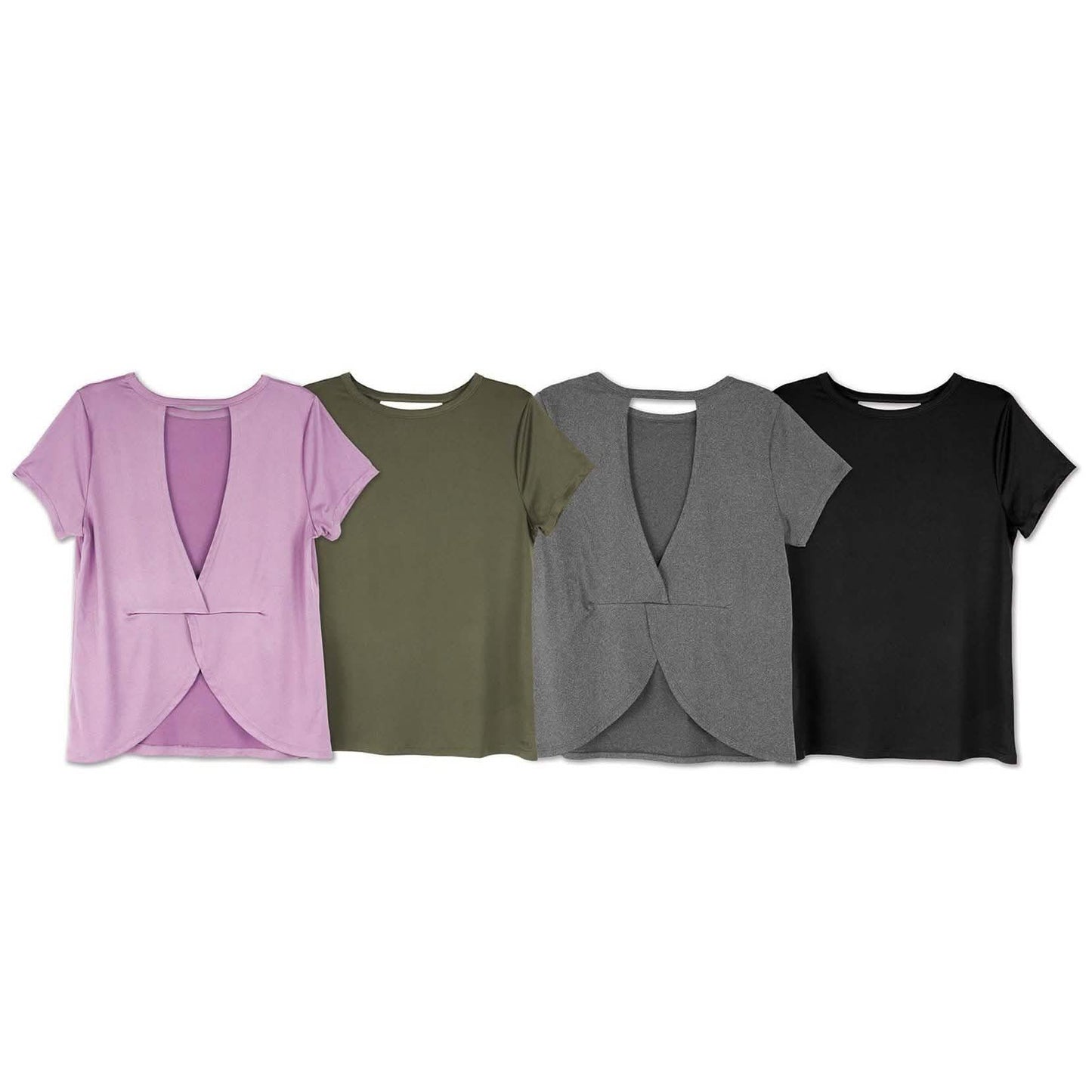 Damen Kurzarm Crisscross Offener Rücken Einfarbiges T-Shirt Bluse