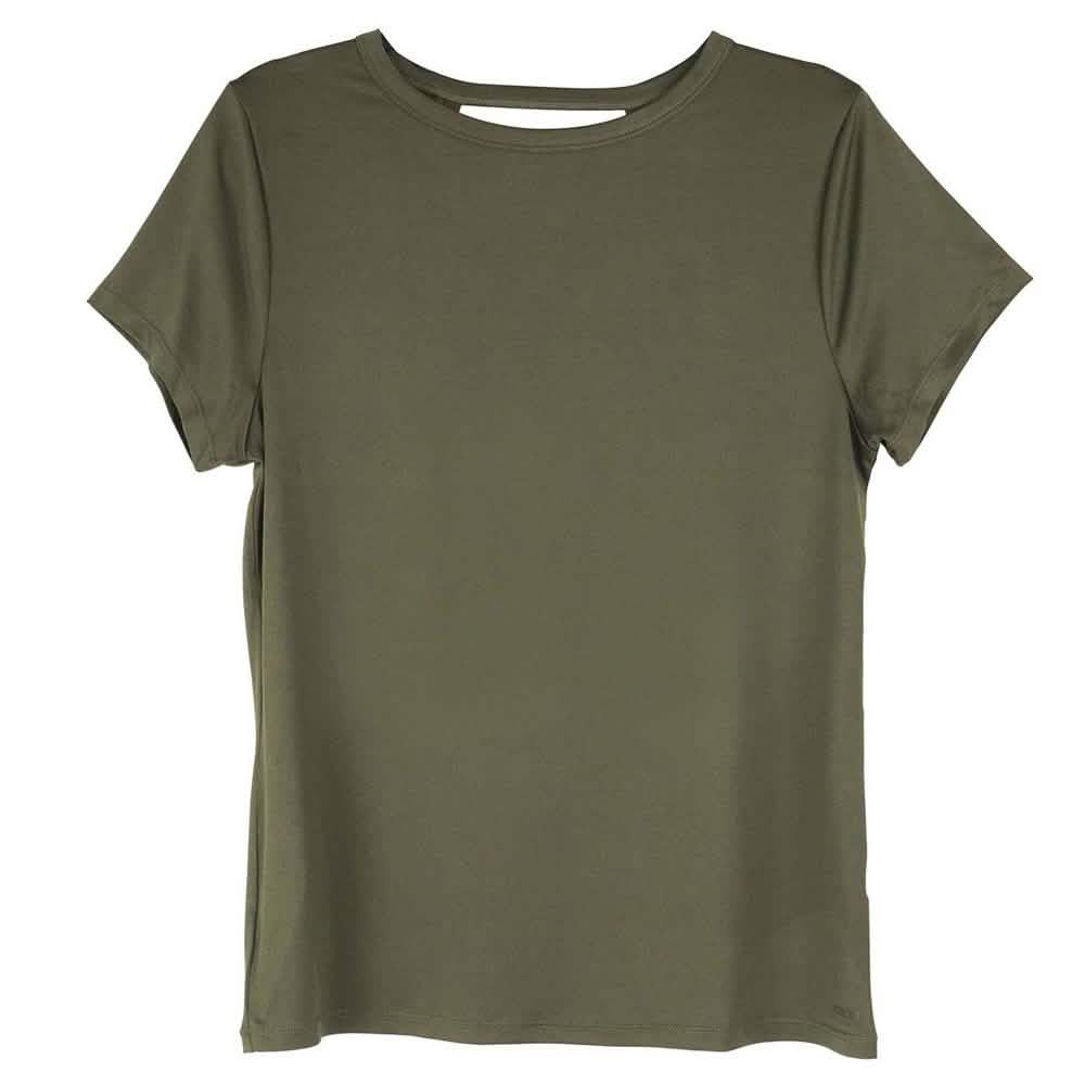 Damen Kurzarm Crisscross Offener Rücken Einfarbiges T-Shirt Bluse