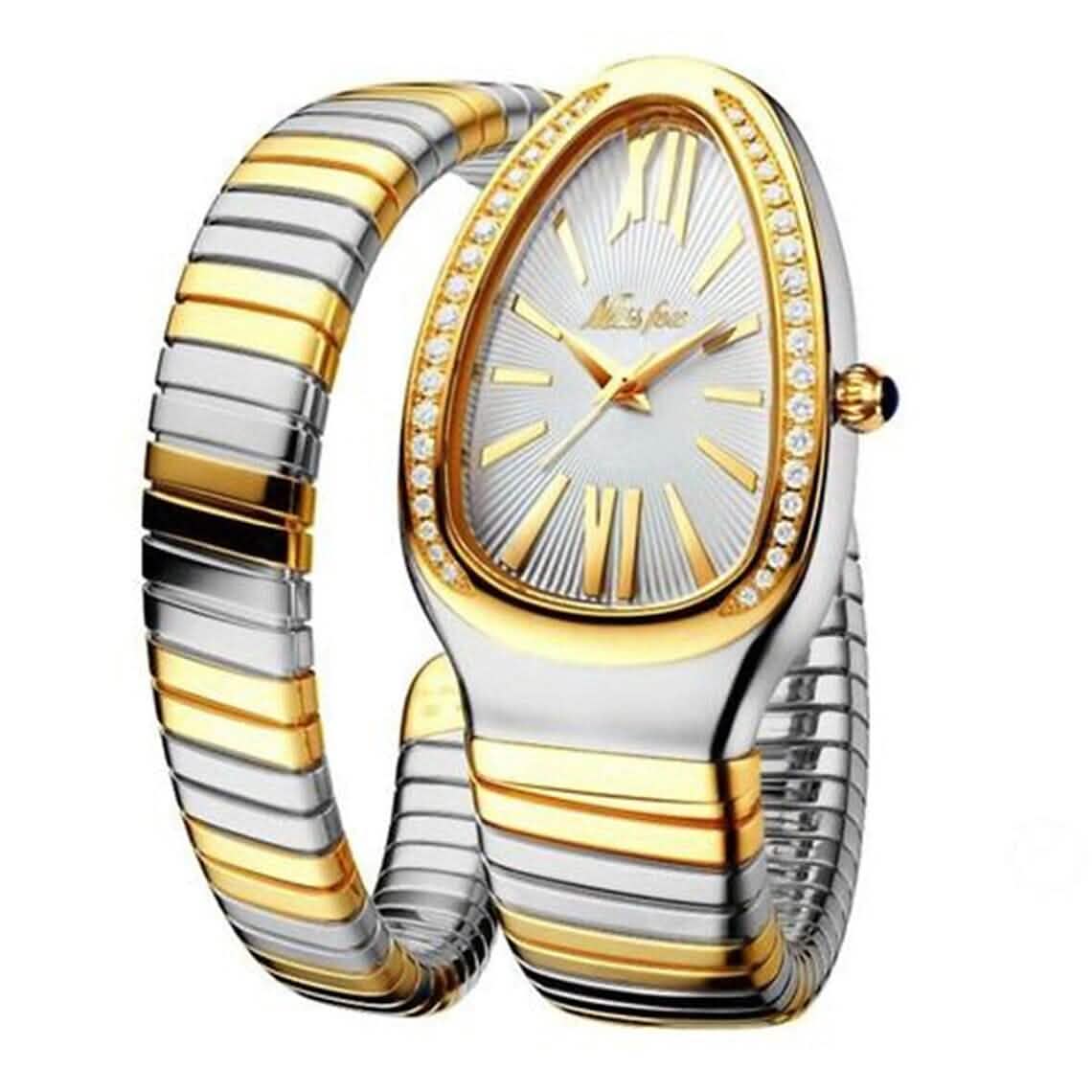 Luxuriöse Damenarmbanduhr in Schlangenform