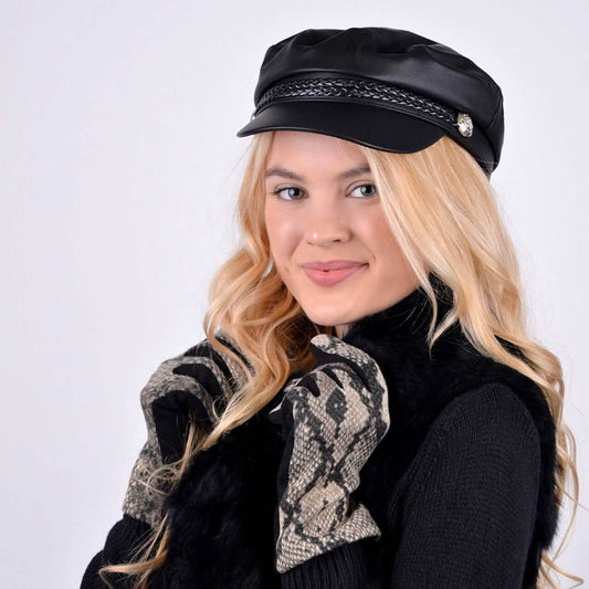Damen Schlangenleder-Print Winter Touchscreen-Handschuhe