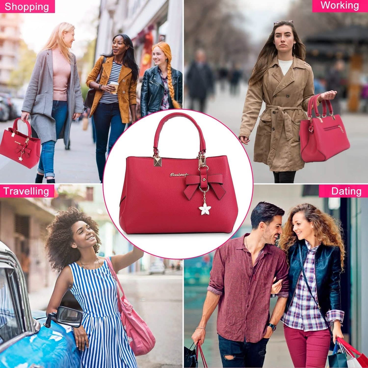 Damen Handtasche aus weichem Leder, Shopper, Umhängetasche, Crossbody-Tasche