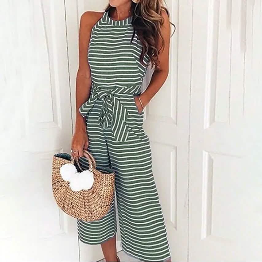 Damen Jumpsuit, Einfarbig, Rundhals, Lässig