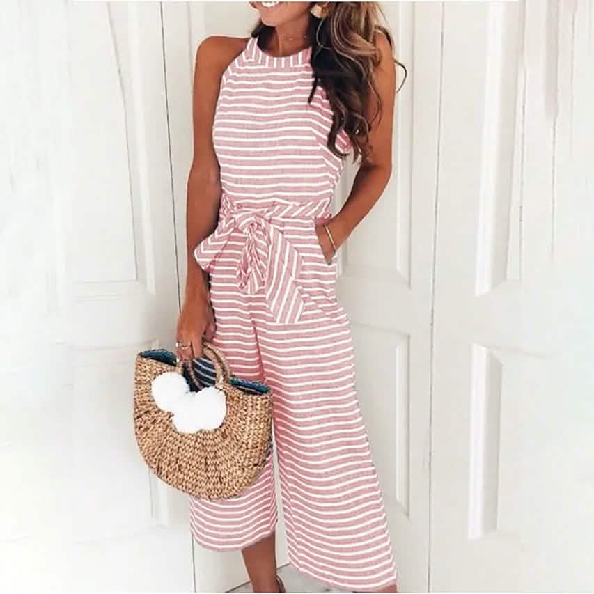 Damen Jumpsuit, Einfarbig, Rundhals, Lässig