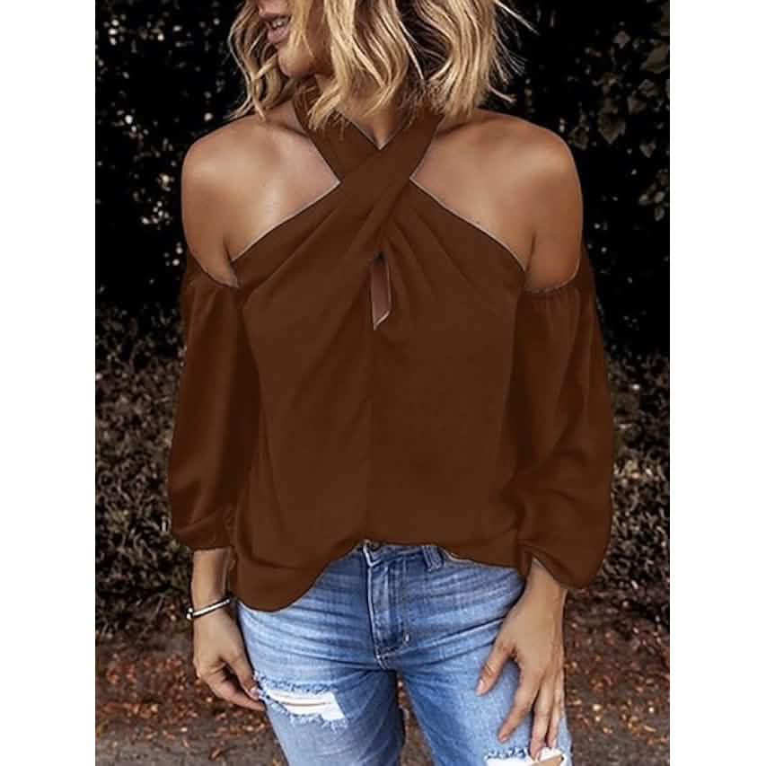 Einfarbiges Neckholder-Top für Damen