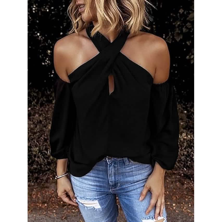 Einfarbiges Neckholder-Top für Damen