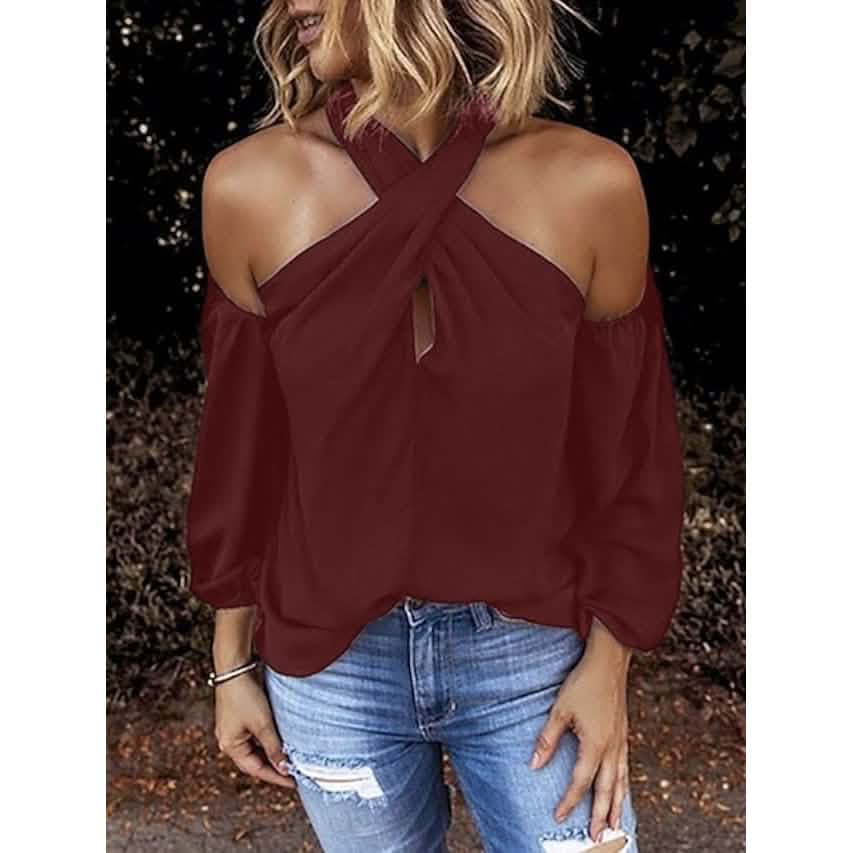 Einfarbiges Neckholder-Top für Damen