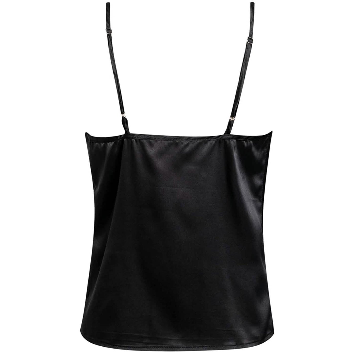 Damen-Spaghettiträger-V-Ausschnitt-Satin-Trägerkleid