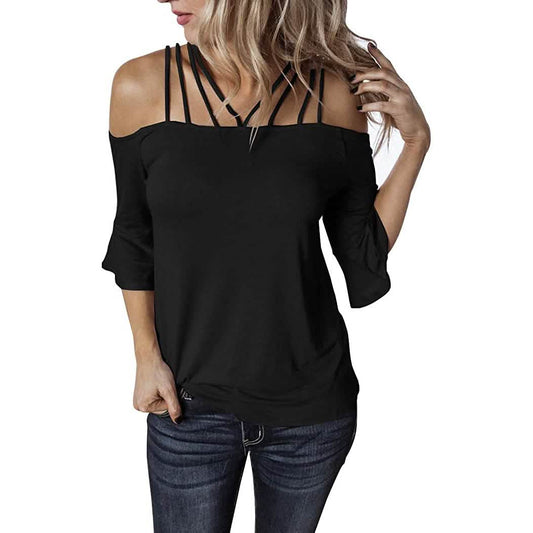 Damen-Spaghettiträger-Shirts mit Carmen-Ausschnitt