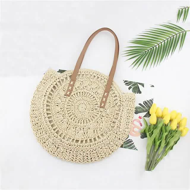 Damen Stroh-Einkaufstasche im Boho-Stil
