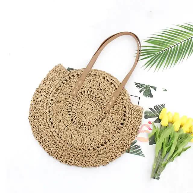 Damen Stroh-Einkaufstasche im Boho-Stil