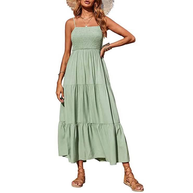 Damen Sommer Boho Ärmelloses Maxikleid