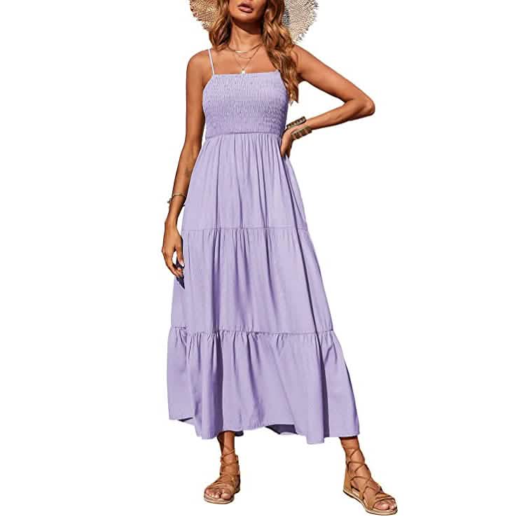 Damen Sommer Boho Ärmelloses Maxikleid
