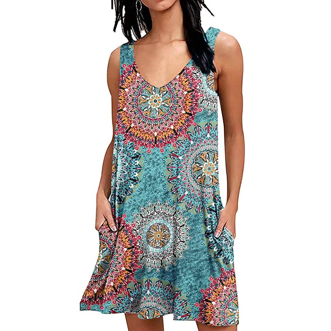 Damen Sommer Freizeit T-Shirt-Kleid