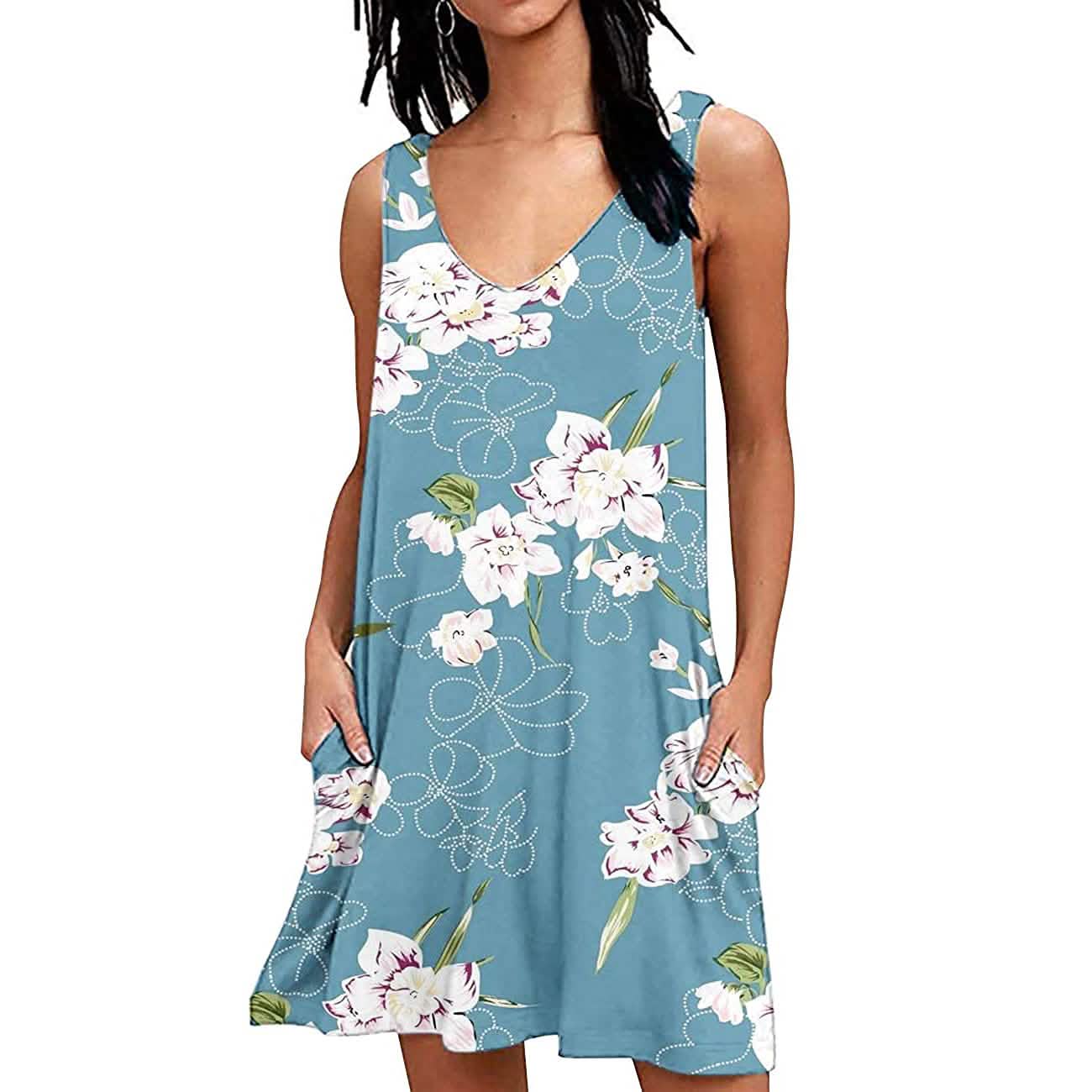 Damen Sommer Freizeit T-Shirt-Kleid