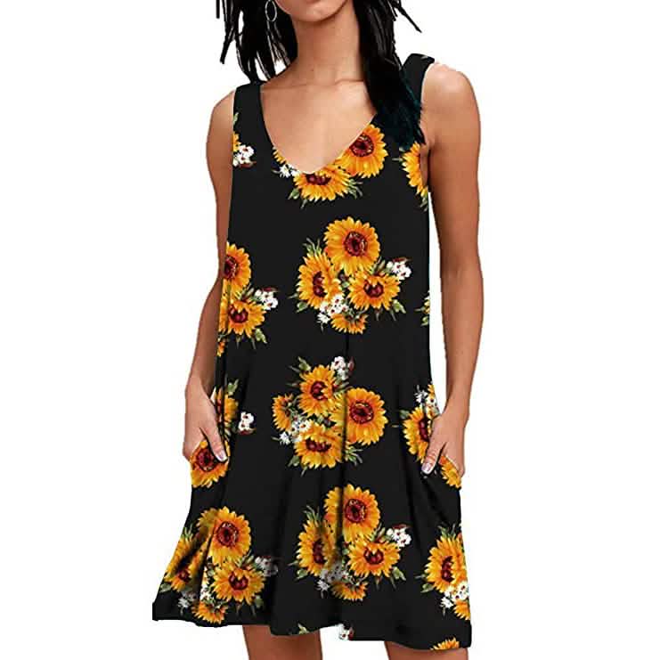 Damen Sommer Freizeit T-Shirt-Kleid