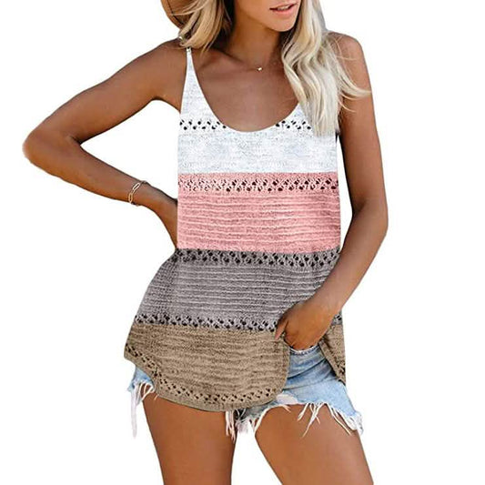 Damen Sommer Strick-Top mit U-Boot-Ausschnitt