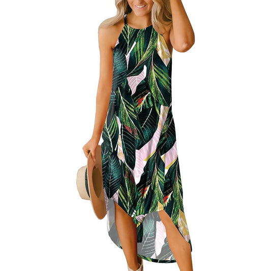 Damen-Sommerkleid mit Schlitz und offener Rückseite