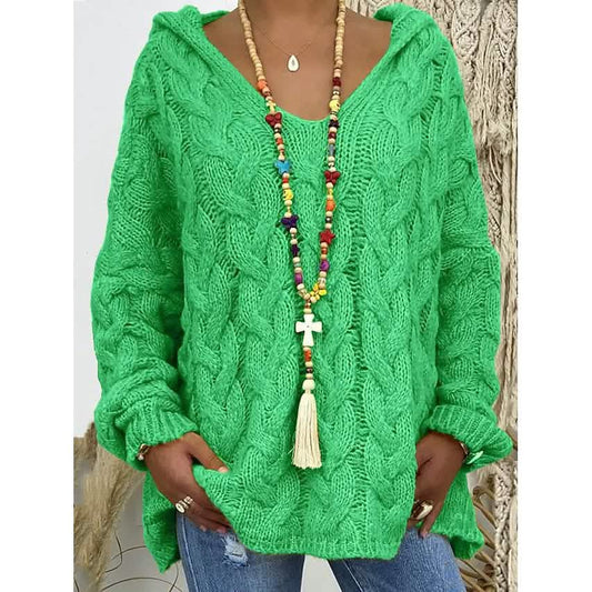 Damen Pullover Oversize Grobstrick Einfarbig