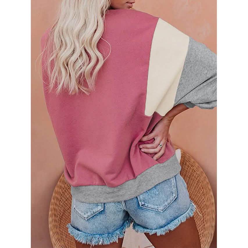 Damen-Sweatshirt, Pullover, Color-Block-Patchwork