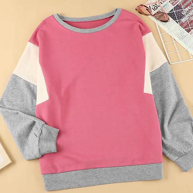 Damen-Sweatshirt, Pullover, Color-Block-Patchwork