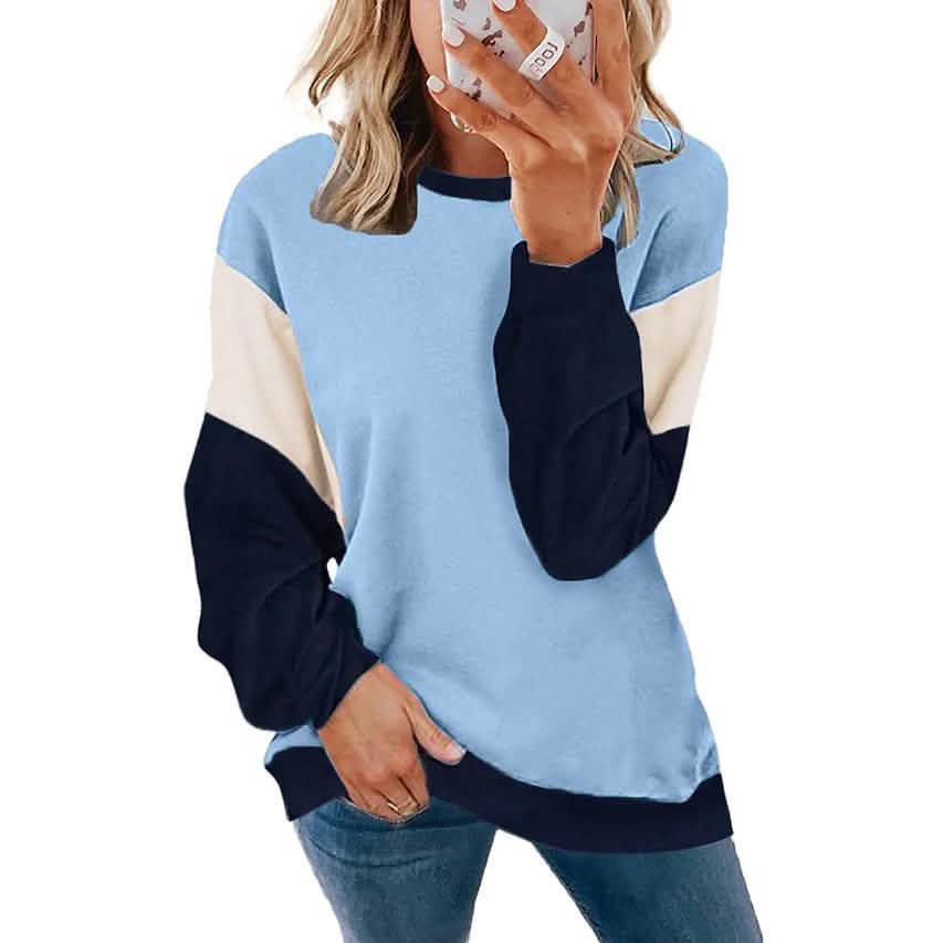 Damen-Sweatshirt, Pullover, Color-Block-Patchwork