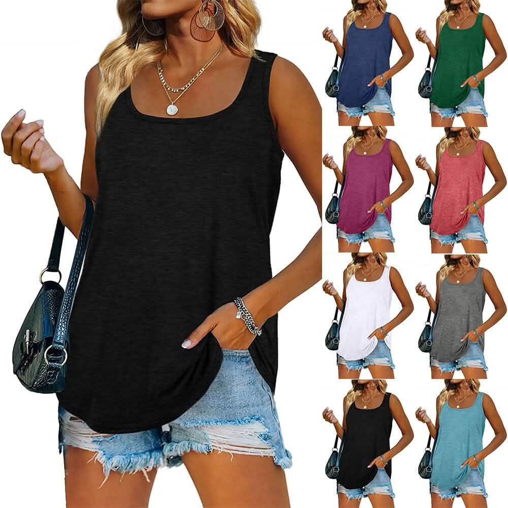 Damen Tanktop Casual Basic Eckiger Ausschnitt