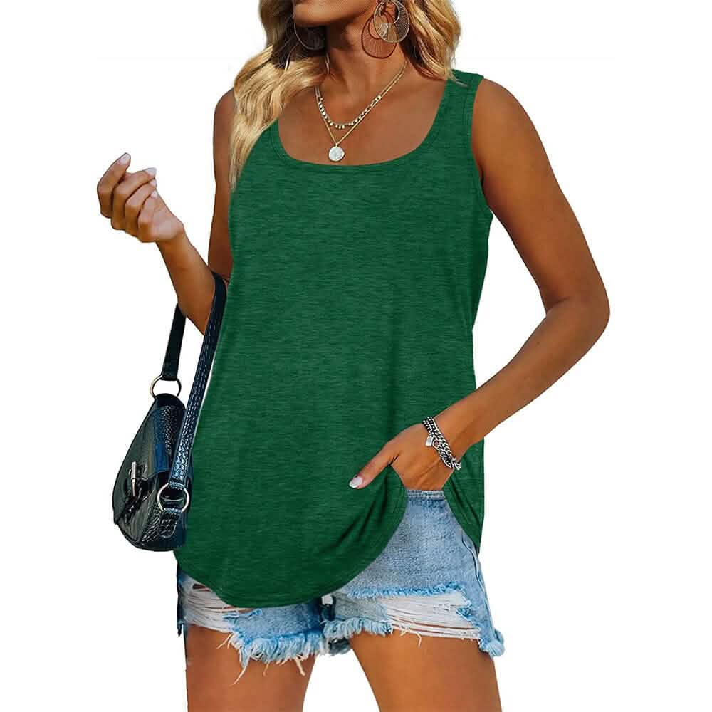 Damen Tanktop Casual Basic Eckiger Ausschnitt
