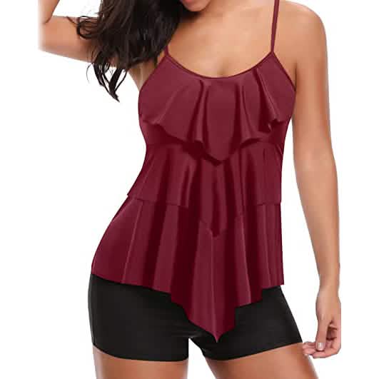 Damen Tankini Zweiteiliger Figurformender Badeanzug