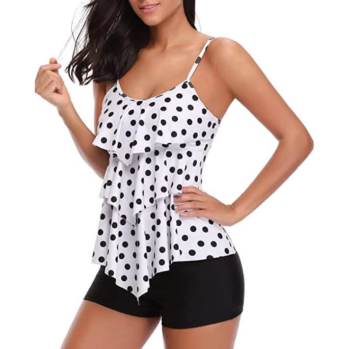 Damen Tankini Zweiteiliger Figurformender Badeanzug