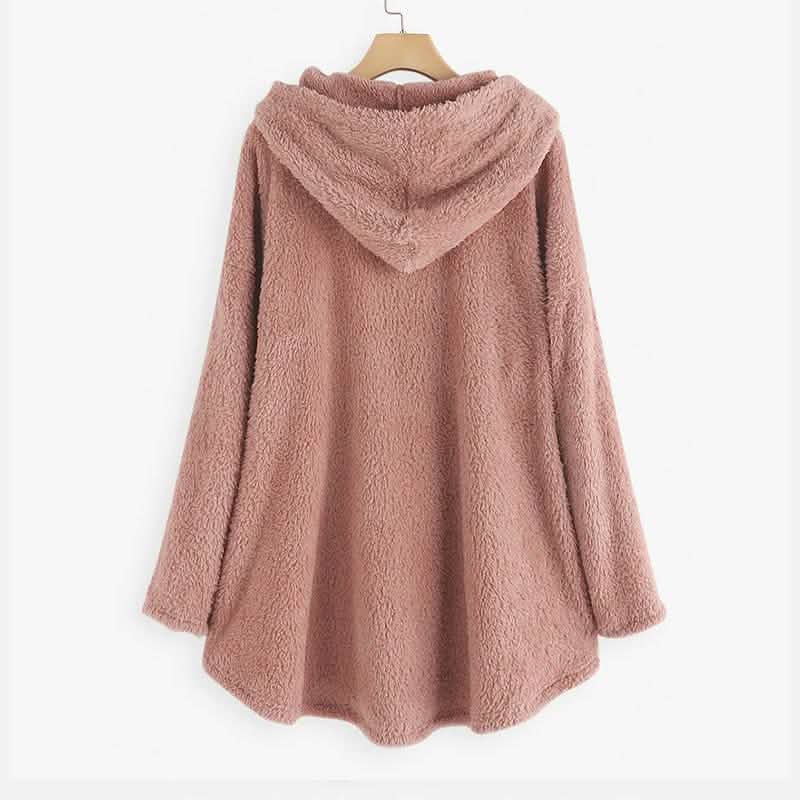 Damen Teddyfell Mantel Katze Tier Vordertasche Hoodies